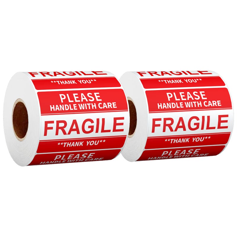 Anylabel 3" x 2" Fragile Stickers for Shipping and Moving Please Handle with Care Fragile Thank You Permanent Adhesive (2 Rolls, 1000 Labels) - Image 1